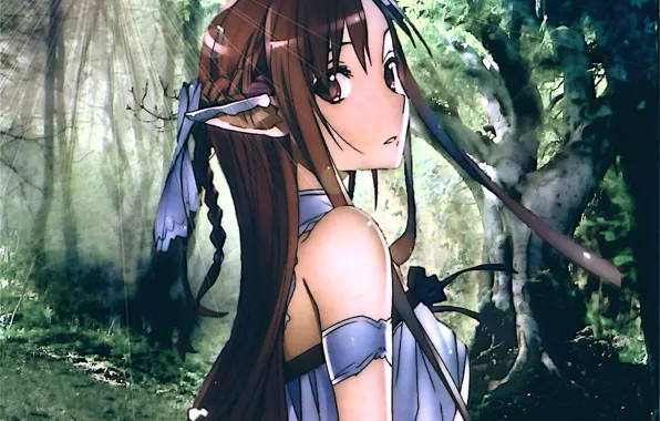 Forest, girl, nature, magic, elf, swords, Asuna, master of the sword