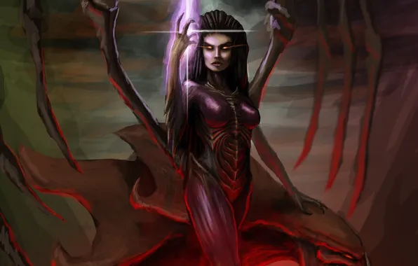 Wings, monster, art, starcraft, Sarah Kerrigan