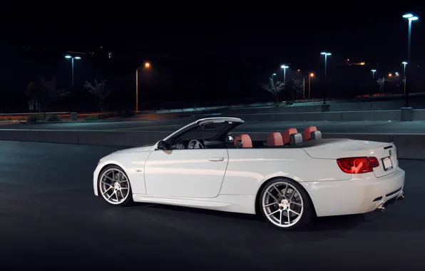 White, night, BMW, BMW, white, 335i, E93, The 3 series