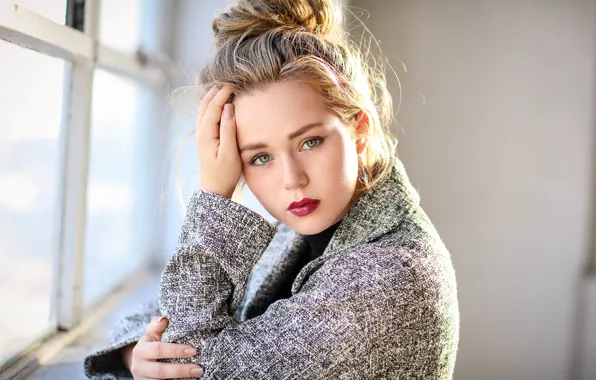 Picture look, girl, portrait, makeup, coat, young, Brec Bassinger