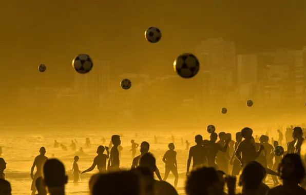 Sea, beach, football, the game, the ball, Brazil, Rio de Janeiro, Ipanema