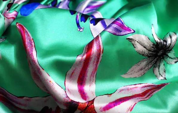 Flowers, pattern, figure, Shine, bending, fabric, green, folds