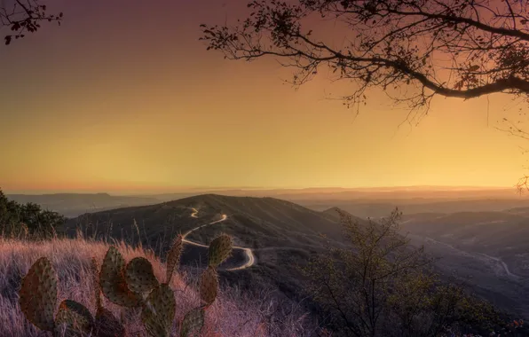 Landscape, sunset, mountains
