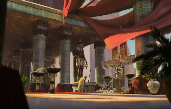 Cats, the throne, Queen, Egyptian Temple