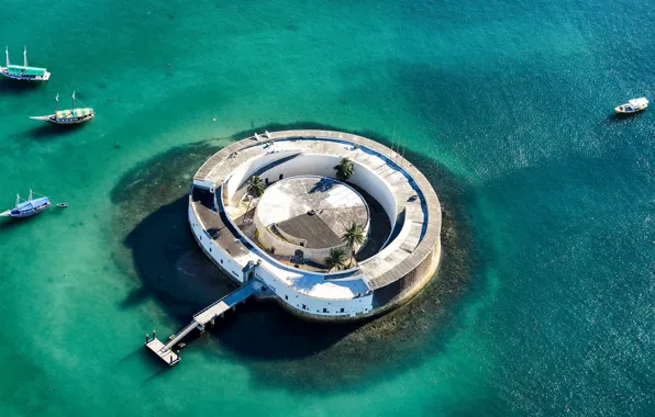 Sea, ship, yacht, panorama, Brazil, Salvador, The Fort Of San Marcelo