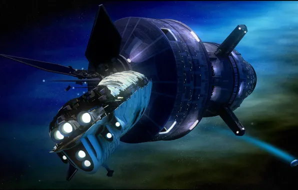 Picture space, stars, spaceship, Rinward Station