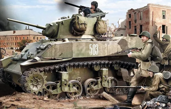 Art, Stewart, USSR, Light tank, American light tank, Stuart, Lend-lease to Britain of the Soviet …