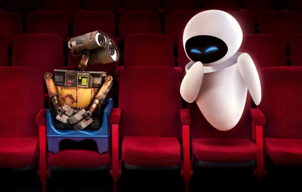 Red, chair, Wall-e, cinema, Eva