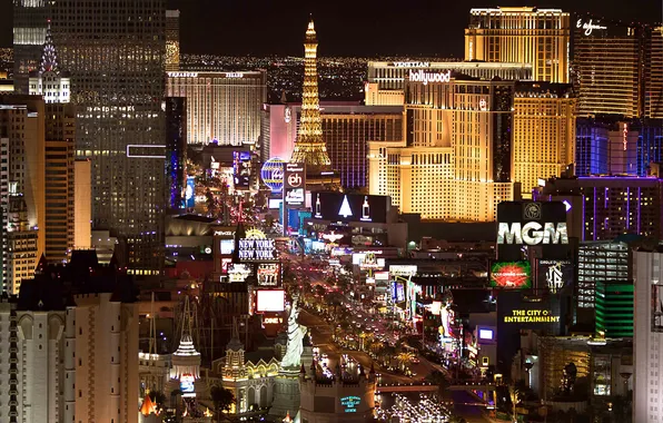 Picture the city, lights, the evening, Las Vegas, casino, Las Vegas, Nevada, hotels