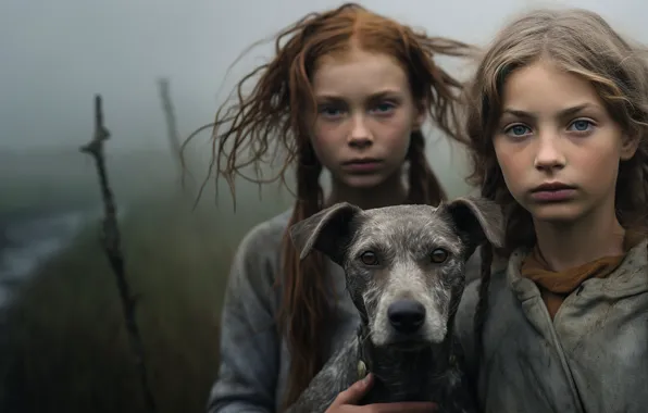 Mood, girls, dog