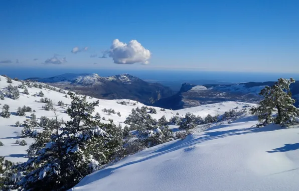Snow, mountains, nature, tops