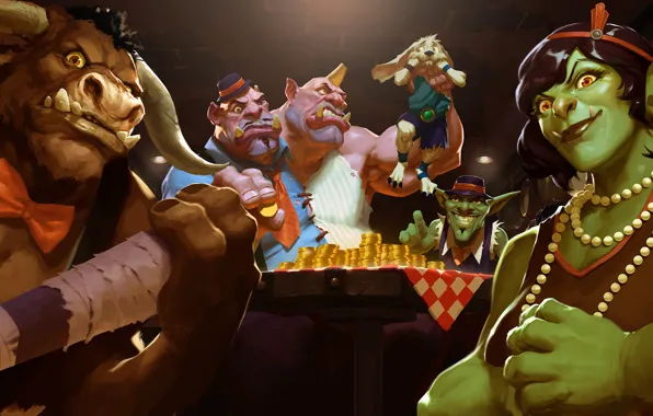 Picture coins, Ogre, Goblin, Tauren, family, clan, Hearthstone: Heroes of Warcraft, Hearthstone