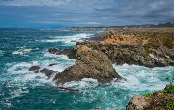 The sky, rocks, coast