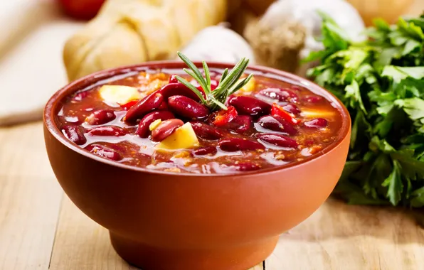 Soup, bowl, beans, Mexican
