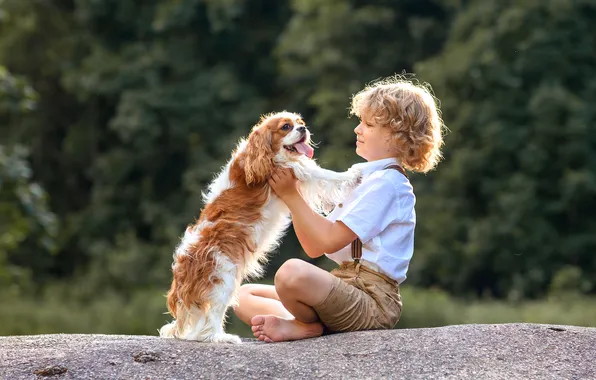 Picture mood, child, dog, Victoria Dubrovskaya