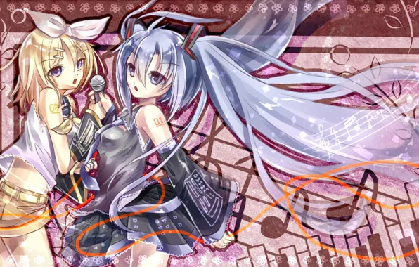 Girls, two, Vocaloid, Vocaloid, Hatsune Miku, Kagamine Rin