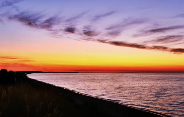 Sea, the sky, sunset, the evening, Azov