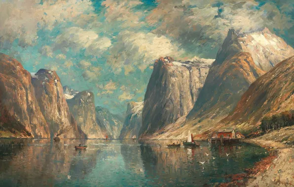Picture Austrian painter, Austrian painter, oil on canvas, Adolf Kaufmann, Adolf Kaufmann, The landscape of the …