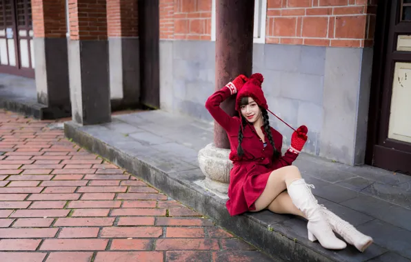 Look, braids, legs, Asian, boots