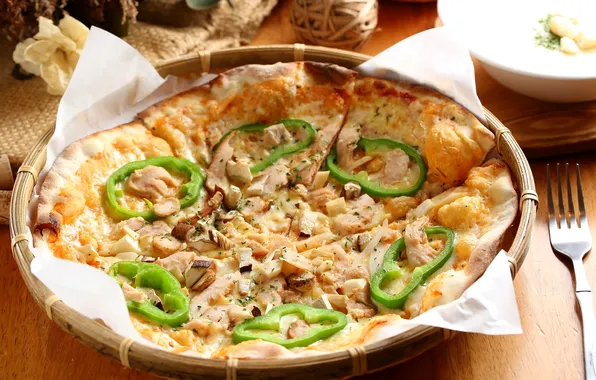 Mushrooms, pepper, pizza, filling