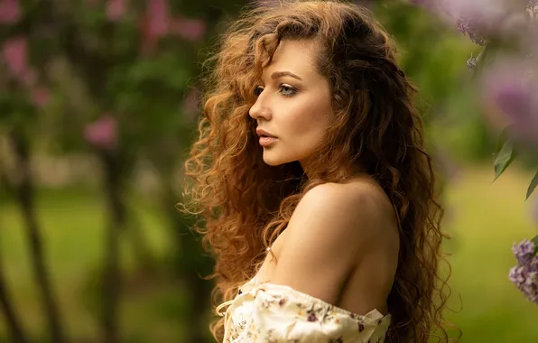 Girl, pose, portrait, shoulder, long hair, Dmitry Shulgin