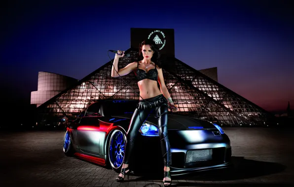 Picture girl, mood, The Louvre, Nissan, sports car, beautiful, Museum, 2011.
