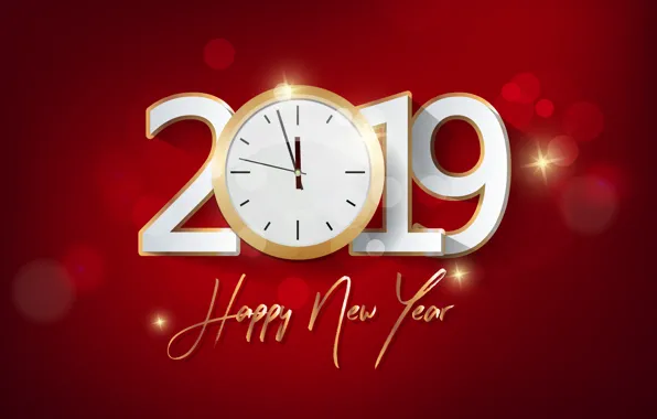 Background, New Year, figures, red, new year, background, Happy, 2019