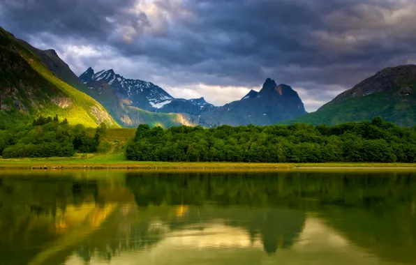 Picture the sky, landscape, mountains, lake