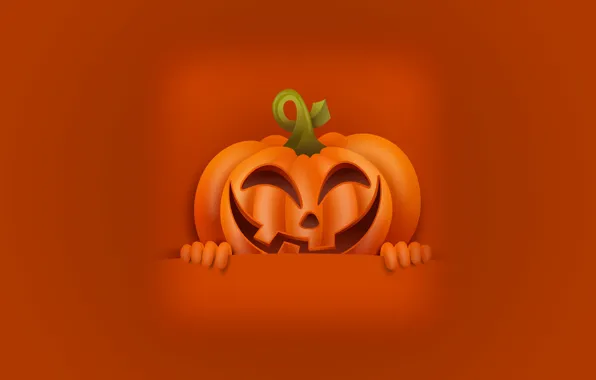 Smile, holiday, hands, pumpkin, Halloween