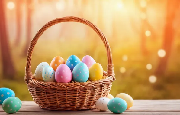 Picture flowers, eggs, spring, colorful, Easter, happy, flowers, spring