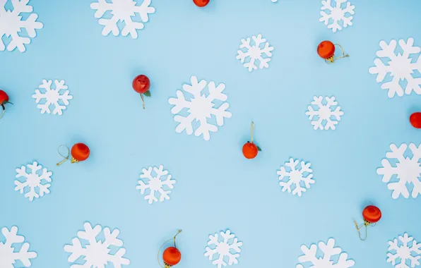Winter, snowflakes, background, blue, Christmas, blue, winter, background