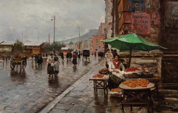 Napoli, Naples, Naples, Italian painter, Italian painter, oil on canvas, the way of the Market, …