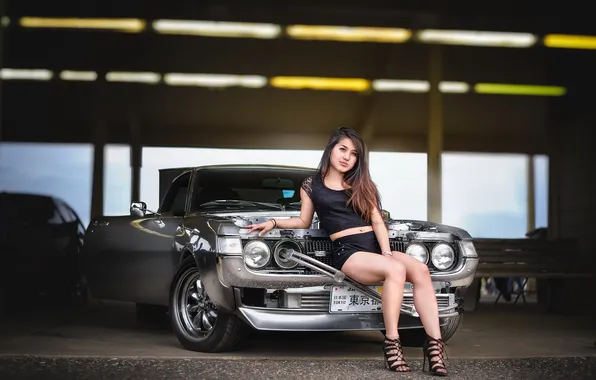 Picture machine, girl, background