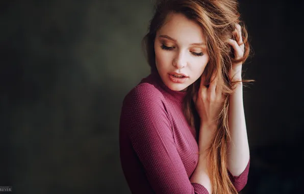 Picture girl, face, background, sweetheart, model, brown hair, beautiful, studio