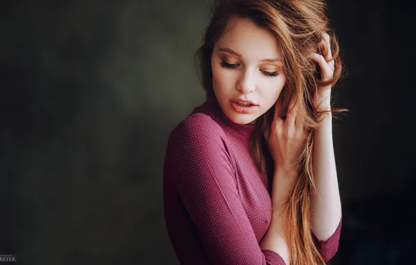 Girl, face, background, sweetheart, model, brown hair, beautiful, studio