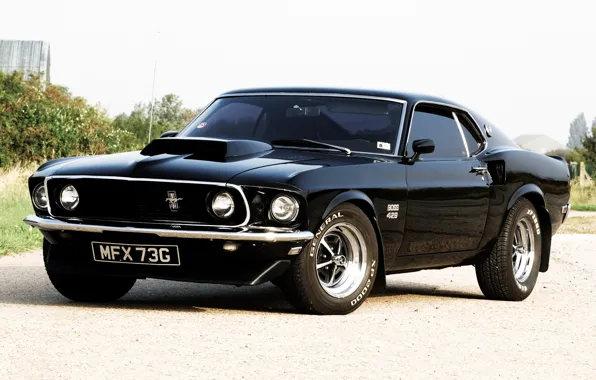 Picture the sky, black, Mustang, Ford, Ford, 1969, Mustang, muscle car