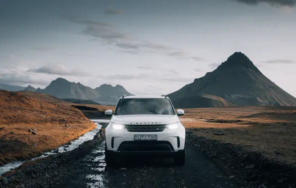 Land Rover, Range Rover, Clouds, Discovery, Water, Mountain, Lights, Offroad