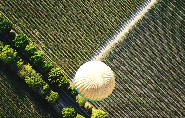 Picture road, field, flight, balloon, the view from the top, baloon, air baloon