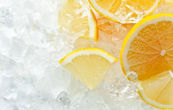 Ice, lemon, orange, citrus