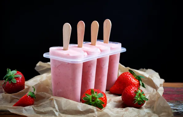 Picture berries, strawberry, ice cream, dessert, fruit