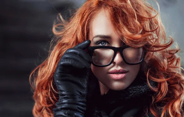 Portrait, glasses, redhead, Lily, George Chernyadev