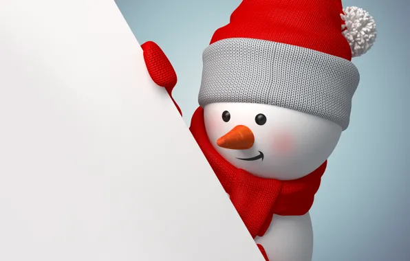Rendering, new year, snowman, christmas, new year, cute, snowman, banner