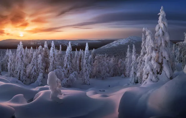 Russia, Sunrise, Ural, Taganay national park
