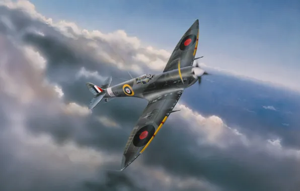 War, art, painting, aviation, ww2, Supermarine Spitfire Mk.VI