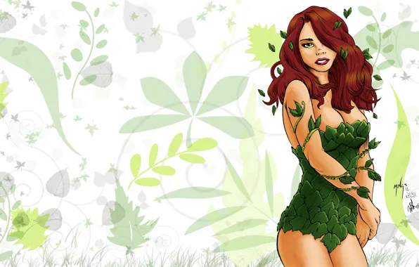 Picture look, plants, art, red hair, DC Comics, Poison, Pamela Lillian Isley, Pamela Lillian Isley