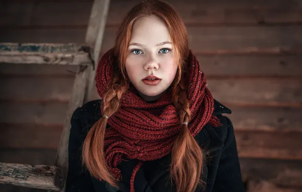 Picture freckles, braids, the beauty, redhead, Angelina Polar, Eugene Marklew