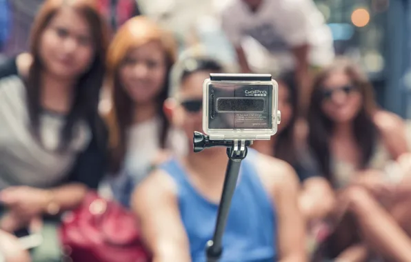 People, camera, shooting, selfie, GoPro, monopod