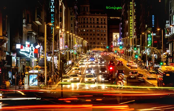 Night, movement, Spain, night, Spain, Madrid, Madrid, movement