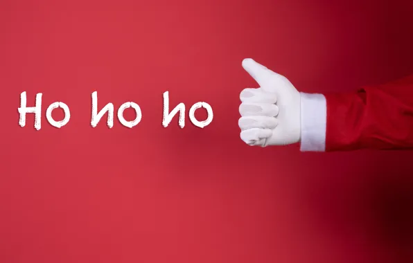 The inscription, hand, Christmas, New year, Santa Claus, Santa Claus, gesture, glove