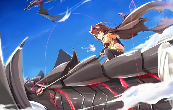 Wallpaper dragon, art, girl, pixiv fantasia